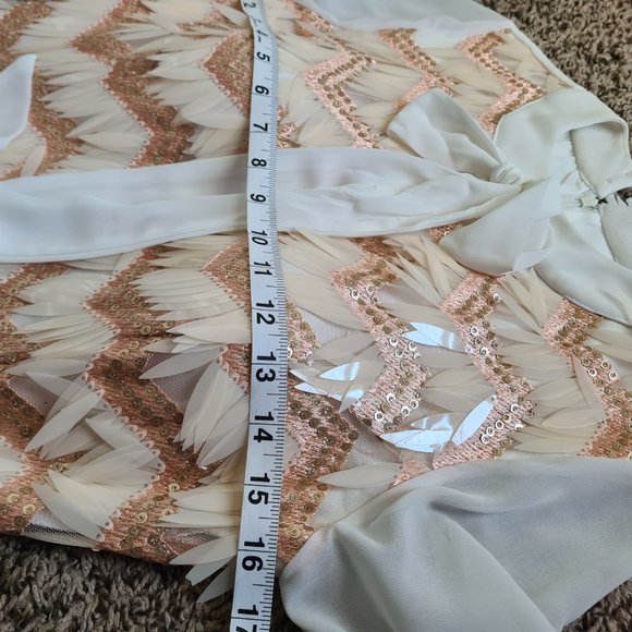 Imported Turkish Party21 Silk Ruffle Knee Length Dress w/Multi Shimmer Sequin 6 - Picture 17 of 17